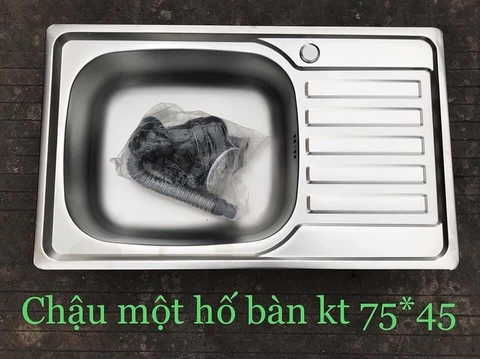 Chậu Rửa Chén Ép 1 Hộc Có Cánh Inox 201 LANKA
