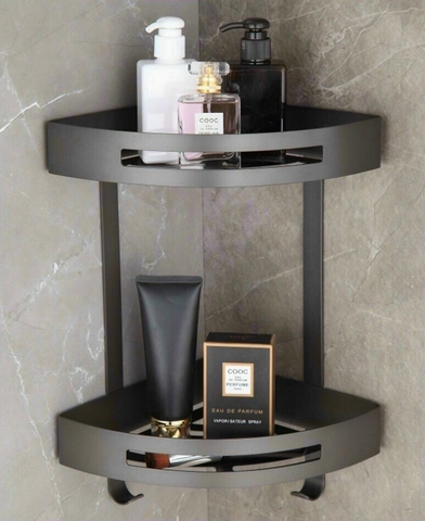 Kệ góc đôi để vật dụng nhà tắm inox sơn tỉnh điện màu xám