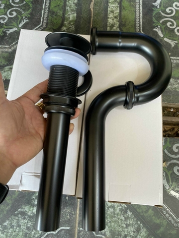 Bộ xả chậu lavabo bằng đồng thau màu đen cực đẹp và bền LANKA