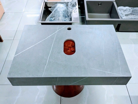 Kệ Để Lavabo Đặt Bàn Đá Nhân Tạo Xám Vân Trắng Chống Trầy
