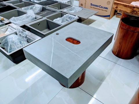 Kệ Để Lavabo Đặt Bàn Đá Nhân Tạo Xám Vân Trắng Chống Trầy