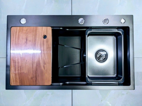 Chậu Rửa Chén 1 Hộc Inox Phủ Nano Xám 7545DT