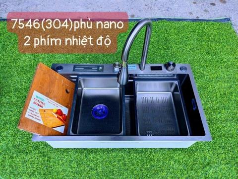Chậu Rửa Chén 1 Hộc Lớn Inox 304 Phủ Nano Thông Minh Hiển Thị Nhiệt Độ NV-7546DT LANKA