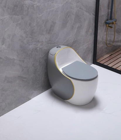 Bồn cầu trứng 1 khối Cầu Trứng C8006C LANKA  [Trắng Xám]