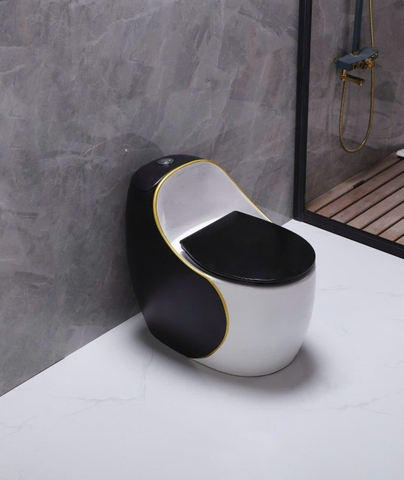 Bồn cầu trứng 1 khối Cầu Trứng 8006A LANKA [Trắng Đen]