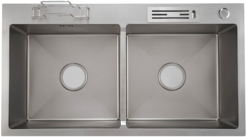 CHẬU RỬA CHÉN 2 HỘC VẮT DAO INOX 304 LANKA