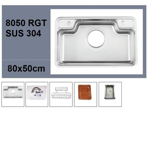 Chậu rửa chén 1 hộc kích thước lớn 8050DT chất liệu inox 304 LANKA