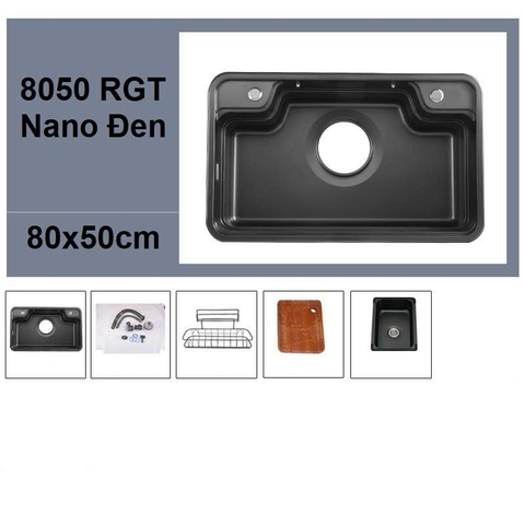 Chậu rửa chén 1 hộc 8050DT inox 304 PHỦ NANO ĐEN LANKA