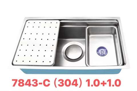 Chậu rửa chén lắp âm mặt đá 7843DT inox 304 LANKA