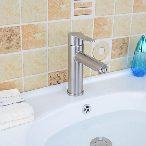 Vòi Lavabo Nóng Lạnh Mẫu Tròn Inox 304 mờ LANKA