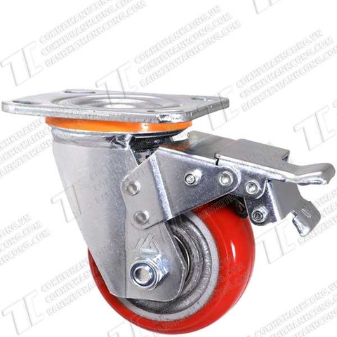 Bánh xe BHK100 Pu gang Hàn Quốc Khóa2