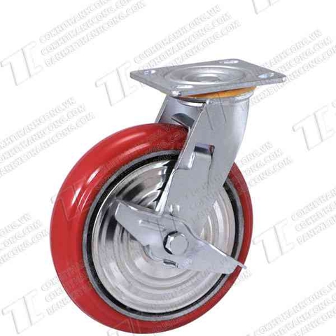 Bánh xe BHK200 Pu gang Hàn Quốc Khóa1