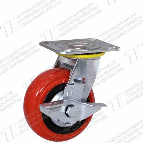 Bánh xe BRK125 Nhựa đỏ Khóa1