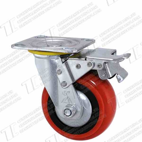 Bánh xe BRK125 Nhựa đỏ Khóa2