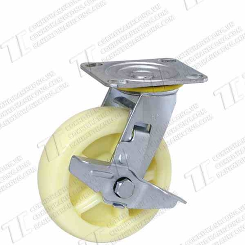 Bánh xe BRK150 PP nhựa trắng Khóa1