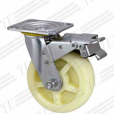 Bánh xe BRK150 PP nhựa trắng Khóa2