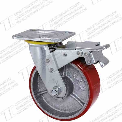 Bánh xe BRK150 Pu gang Khóa2