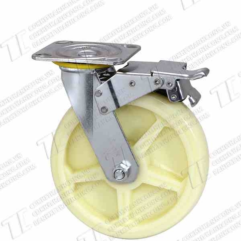 Bánh xe BRK200 PP nhựa trắng Khóa2