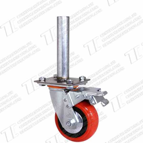 Bánh xe giàn giáo BHK125 nhựa đỏ Khóa2