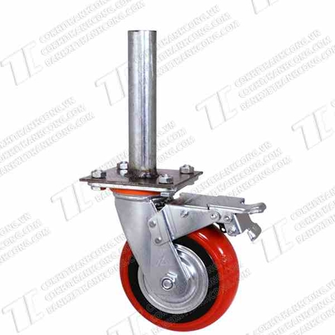 Bánh xe giàn giáo BHK150 nhựa đỏ Khóa2