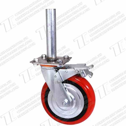 Bánh xe giàn giáo BHK200 nhựa đỏ Khóa2