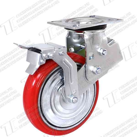 Bánh xe giảm xóc BGX200 Pu gang Hàn Quốc Khóa