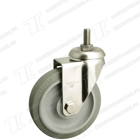 Bánh Xe Inox IFXR125 cao su nhiệt xám Vít