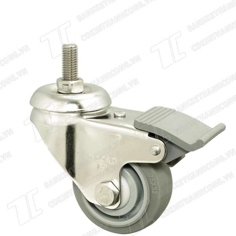 Bánh Xe Inox IFXR75 cao su nhiệt xám vít Khóa2