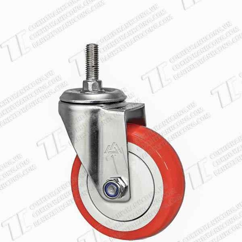 Bánh xe Inox IXR 100 Pu đỏ vít Quay