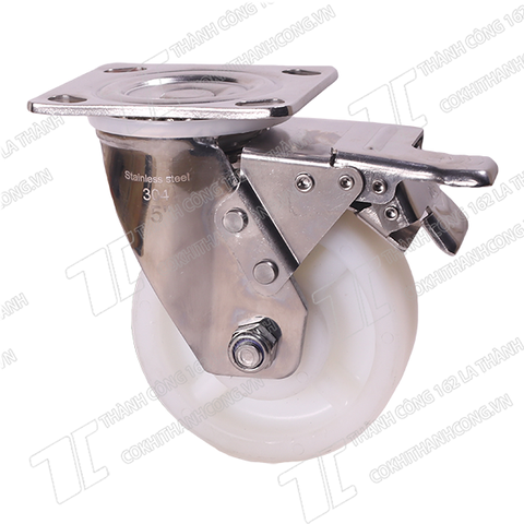Bánh xe Inox IXK 125 PA trắng Khóa2