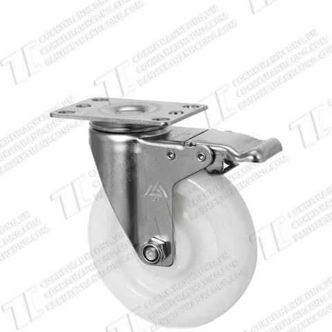 Bánh xe Inox IXR 125 PP nhựa trắng Khóa2