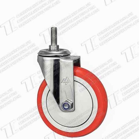 Bánh xe Inox IXR 125 Pu đỏ vít Quay