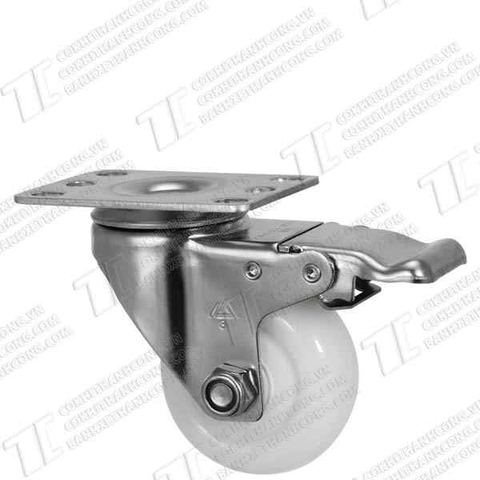 Bánh xe Inox IXR 75 PP nhựa trắng Khóa2