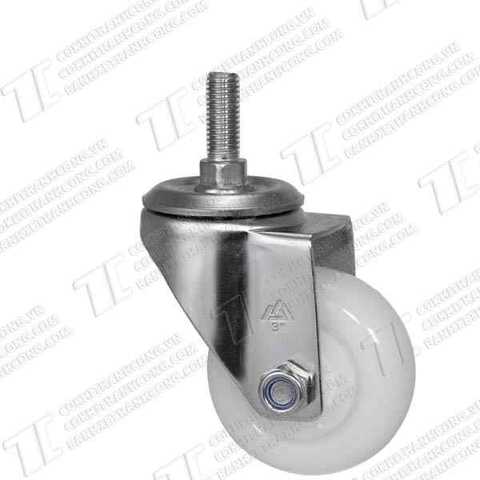 Bánh xe Inox IXR 75 PP nhựa trắng vít Quay