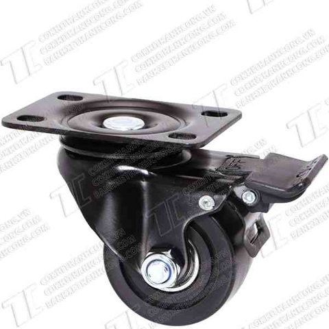Bánh xe TPH65 nhựa đen Khóa2