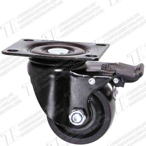 Bánh xe TPH75 nhựa đen Khóa2