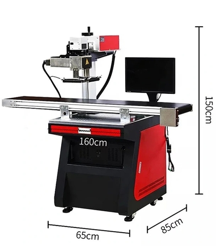 Máy khắc laser kim loại tự động trên băng tải