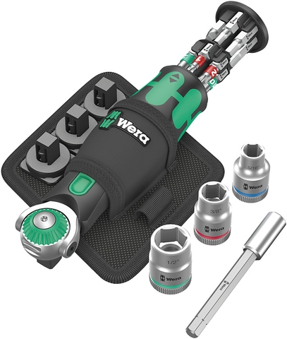 Bộ Wera Zyklop 8009 Pocket Set, 18 Chi Tiết 004281 Gồm Bits, Khẩu & Cần Nối Dài