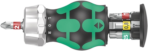 Tua Vít Lùn Đảo Chiều Wera Ratchet RA 1 Stubby Gồm 6 Mũi Bits 008883