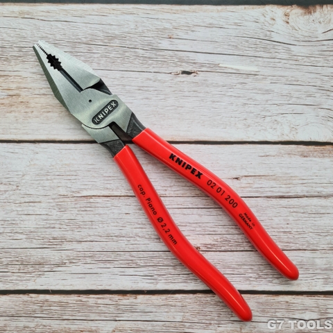 Kìm Đa Năng Knipex 02 01 200 Lưỡi Cắt 63 HRC Dài 200mm, Tay nhựa đỏ