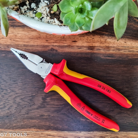 Kìm Đa Năng Mũi Thon Needle-Nose Combination Knipex 08 26 185 Lưỡi Cắt 61HRC (Mới 2023)