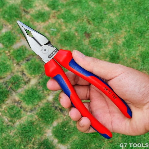 Kìm Đa Năng Mũi Thon Needle-Nose Combination Knipex 08 22 185 Lưỡi Cắt 61HRC (Mới 2023)