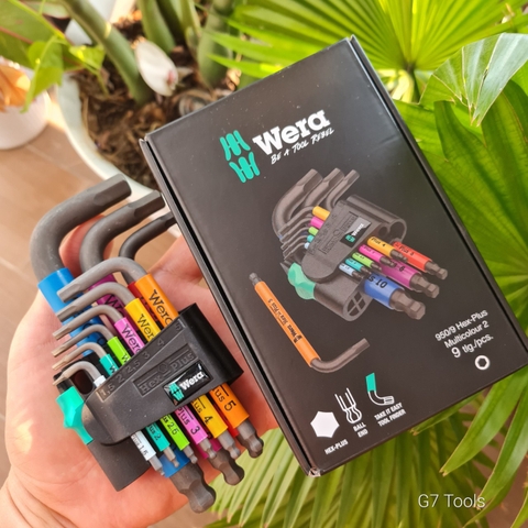 Bộ Lục Giác Ngắn  950/9 Hex-Plus Multicolour Wera Màu Đen 05 133164 001 Đầu Bi 9 Chi Tiết