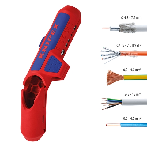Knipex ErgoStrip 16 95 02 SB Tách Cáp Điện, CAT 5 - 7 (UTP/STP) Thuận Tay Trái