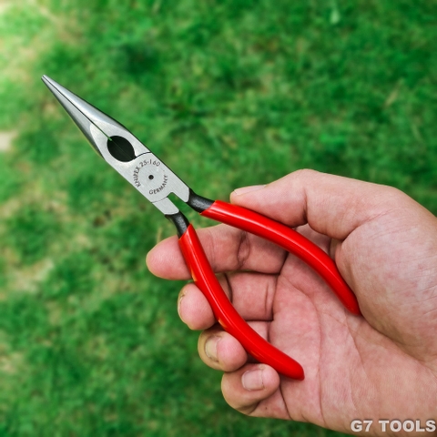 Kìm Nhọn Knipex 25 01 160 Mũi Đàn Hồi Có Lưỡi Cắt Tôi Cứng 61 HRC Dài 160mm