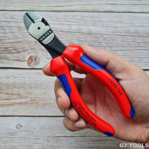 Kìm Cắt Thân Chéo Knipex 74 02 160 Dài 160mm Cắt Thép Lò Xo Ø 2.0 mm