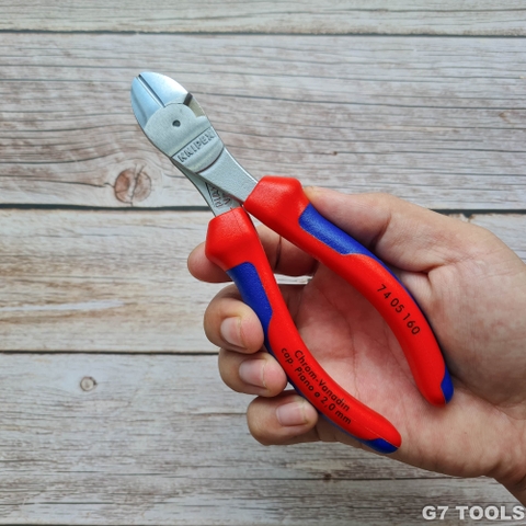 Kìm Cắt Thân Chéo Knipex 74 05 160 Dài 160mm Cắt Thép Lò Xo Ø 2.0 mm