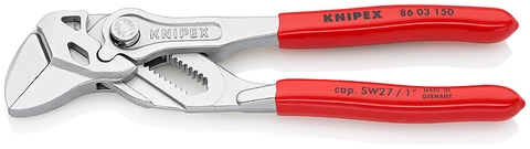 Kìm Mỏ Lết Knipex 86 03 150 Dài 150mm Mở ốc đến 27mm Tay đỏ Mạ chrome