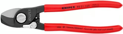 Knipex 95 21 165 Kìm Cắt Cáp Điện Đồng Nhôm Ø15mm Tay Cầm Đỏ Có Lò Xo Tự Mở