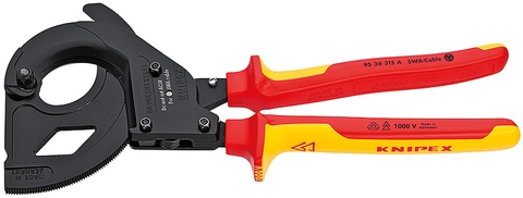 Knipex 95 36 315 A Kìm Cắt Ratchet Bánh Cóc Cáp SWA Thép Gia Cường 380 mm²